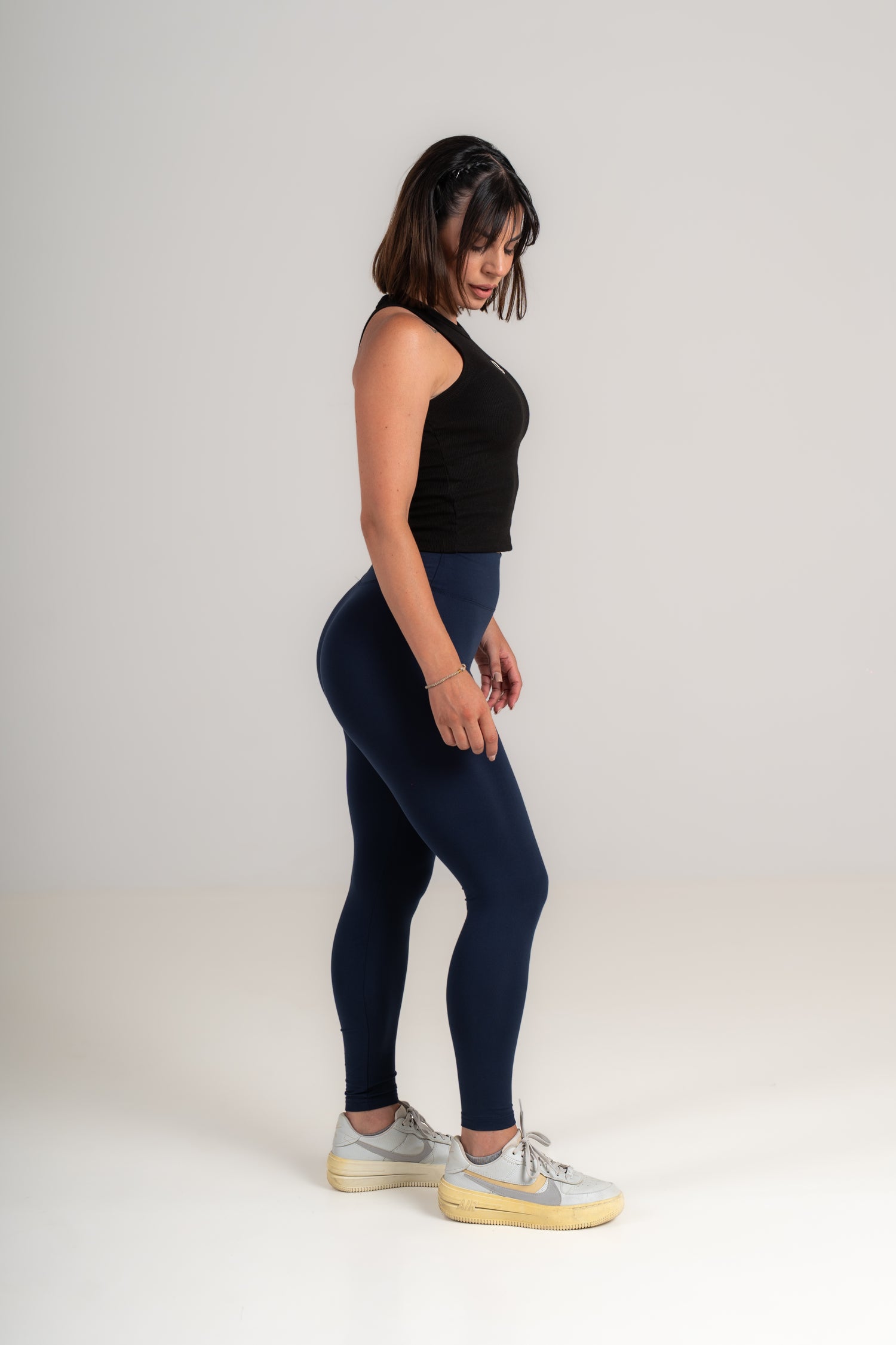 High-Waisted Sculpting Leggings - Seamless Push-Up Gym Leggings - navy - Seven Seconds Activewear
