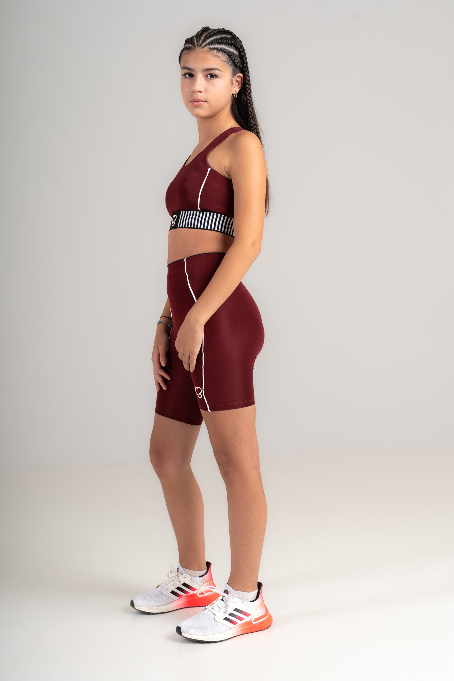 Elevate Kids Flared Activewear Set - Girls Flared Leggings & Top - dark-red - Seven Seconds Activewear