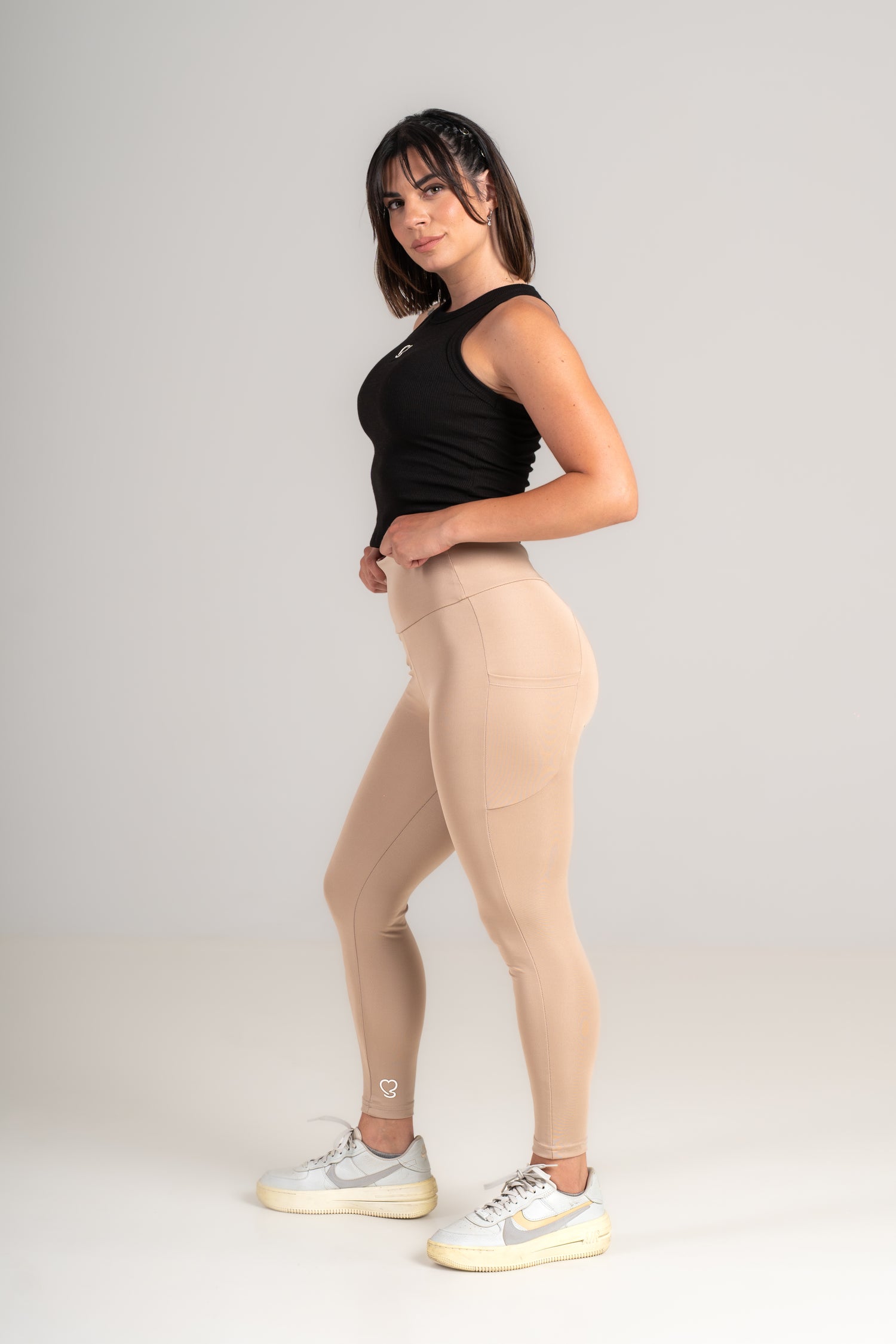 Gym Leggings with Pockets - High-Waisted Squat-Proof Phone Pockets - black-1 - Seven Seconds Activewear