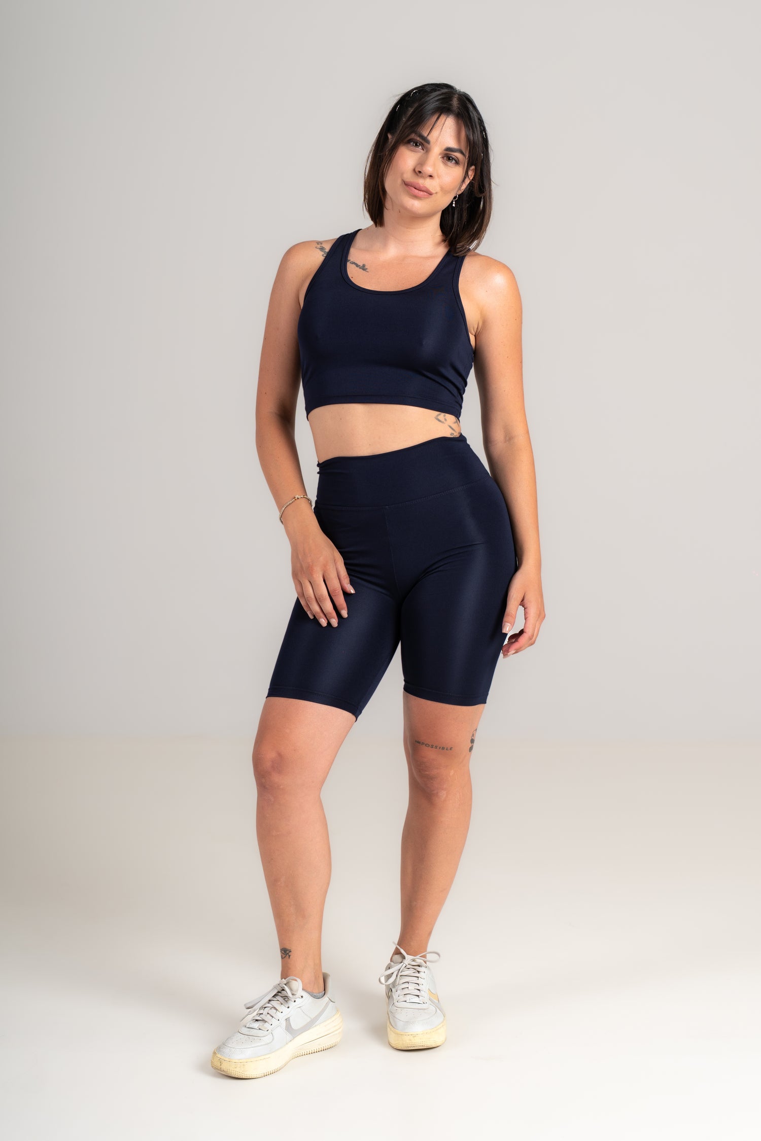 Energy Move Biker Shorts Set - Sports Bra & Shorts Matching Set - navy - Seven Seconds Activewear